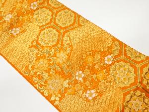 亀甲・華紋に花唐草模様織出し袋帯